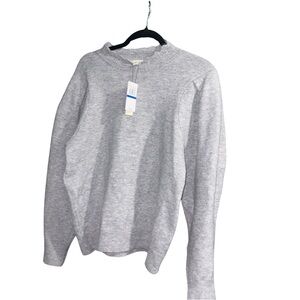 Cupio Gray Knit Sweater, Puff Sleeve, Gorgeous Neckline, NWT